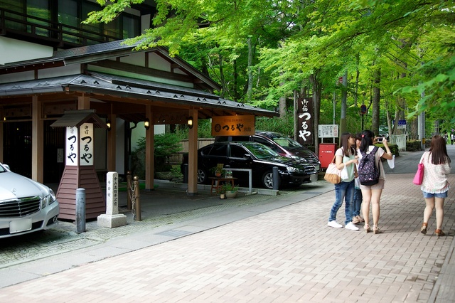 つるや旅館から山手への緑のトンネル