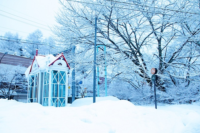 雪の旧軽井沢ロータリー